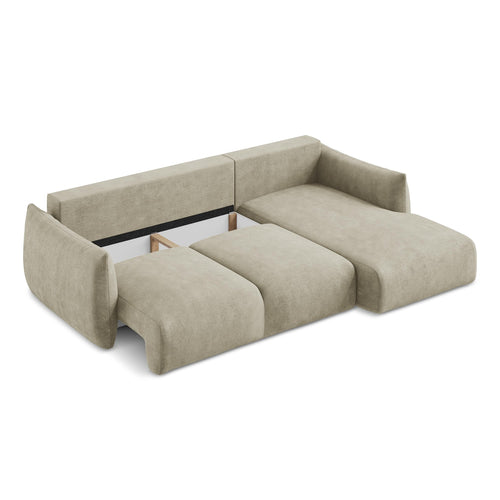 LaMiaSofa hoekbank rechts Savona - chenille stof - beige - 242x162x90