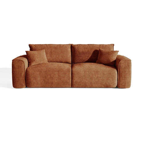 Premium Interiors - Snel uitklapbare slaapbank COMO - zacht aanvoelende geweven stof terracotta 216cm