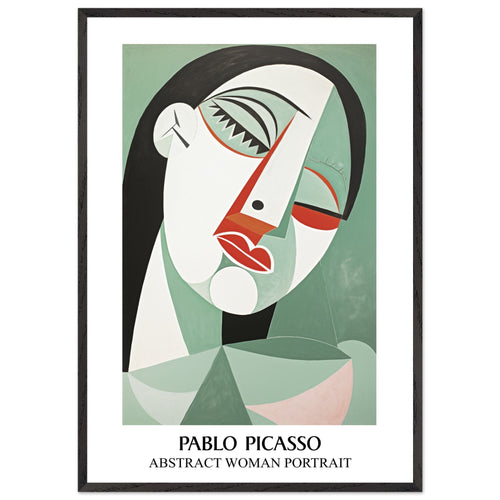Artfulprints Poster met Lijst Pablo Picasso - Abstract woman portrait   - 70x100 cm - Groen
