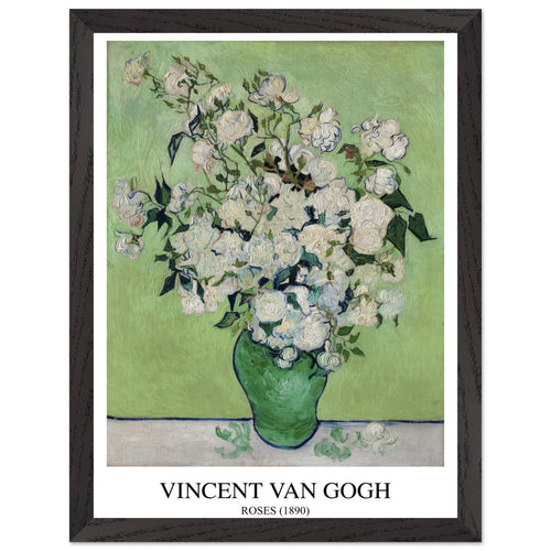 Artfulprints Poster met Lijst Vincent van Gogh - Roses   - 30x40 cm - Groen