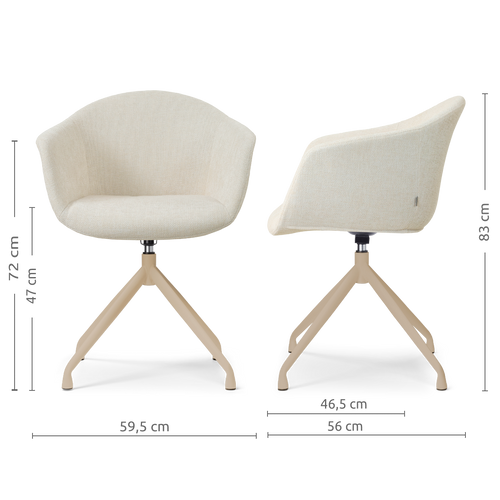 Nolon Nola-Otis draaibare eetkamerstoel cottonbeige beige onderstel