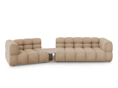 Cosmopolitan Design linker modulaire bank Sky 3-zits, flueel, zand - 148x353x70cm