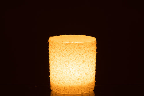 J-Line theelichthouder Besneeuwd - glas - wit - small - 2 stuks