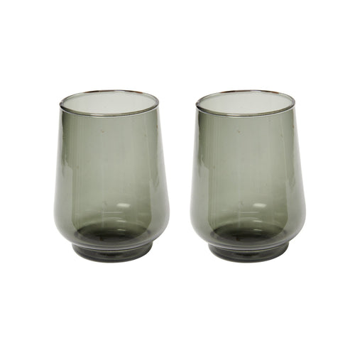 Return to Sender Glas 400 ml antraciet grijs - set van 2- stapelbaar - handgeblazen - vtwonen shop
