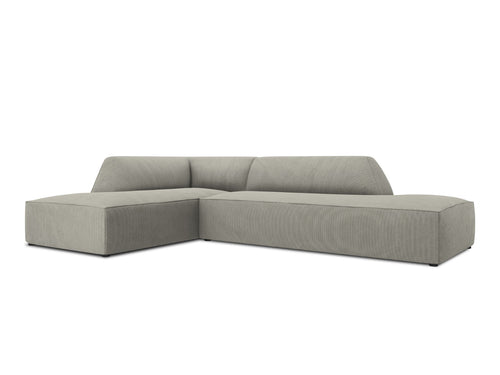 Micadoni linker hoekbank Ruby 4-zits, ribfluwelen, lichtgrijs - 180x273x69cm