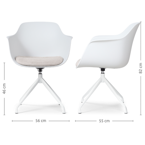 Nolon Nola-Liz Eetkamerstoel Wit - Lichtgrijs - Draaibaar - Wit - vtwonen shop