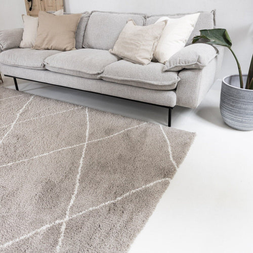 Interieur05 berber vloerkleed hoogpolig grijs/beige/zand/cream - scandinavisch - nea - 135 x 190 cm
