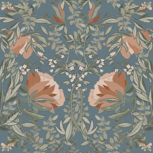 ESTAhome behang vintage bloemen in art nouveau stijl vergrijsd blauw - 0.53 x 10.05 m - 139643 - vtwonen shop