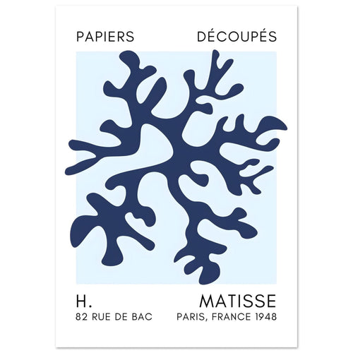 Artfulprints  Matisse – Dreamy coral flower navy blue I   poster A4 21x29.7 cm - vtwonen shop