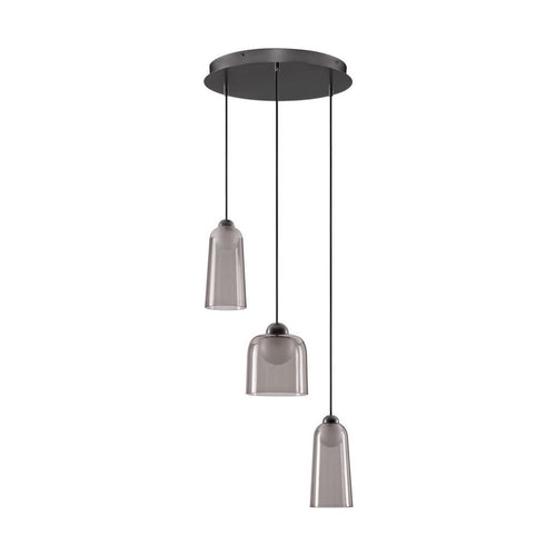 Nova Luce DIONE Hanglamp met clusterdesign, zandkleurig zwart, rookkleurige LED 15W 600lm 3000K