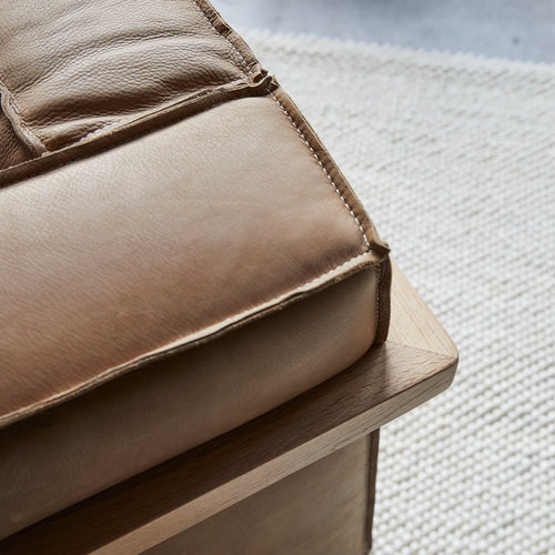 Tikamoon Fauteuil van massief eikenhout en Cheyenne leer - Bruin