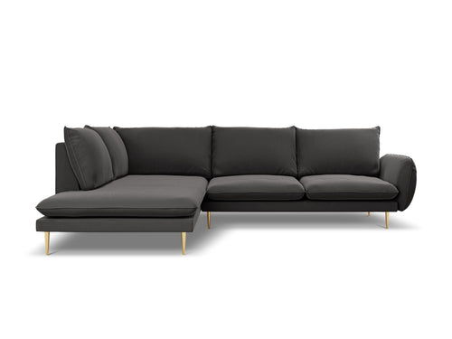Cosmopolitan Design linker hoekbank Vienna 6-zits, flueel, donkergrijs - 185x275x95cm