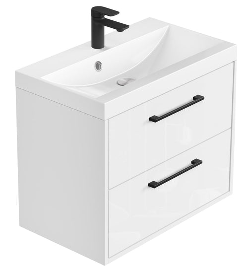 Badplaats Badkamermeubel Set Florence 01 60 cm – Hoogglans Wit – Hangend Wastafelmeubel met Soft-Close