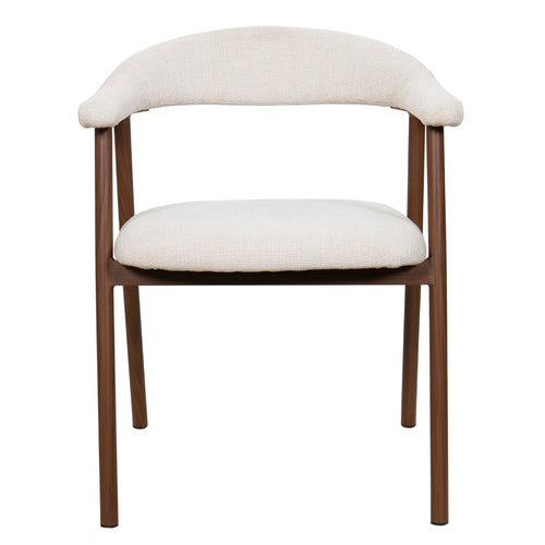 Giga Meubel Eetkamerstoel Mila - Beige/Walnoot - Zithoogte 48cm - Set van 2