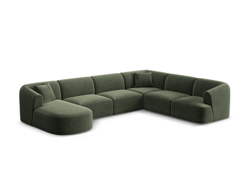 Cosmopolitan Design Modulaire panoramische hoekbank links Campi 7-zits, flueel groente - 255x330x70cm
