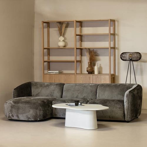 Giga Meubel Chaise Longue Bank Lille - 3-Zits - Links - Mokka - Stof