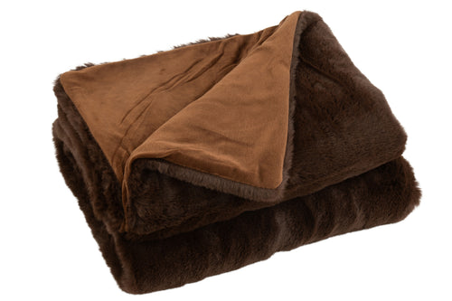 J-Line plaid Cutie - fleece deken – polyester – donkerbruin - 180 x 130 cm