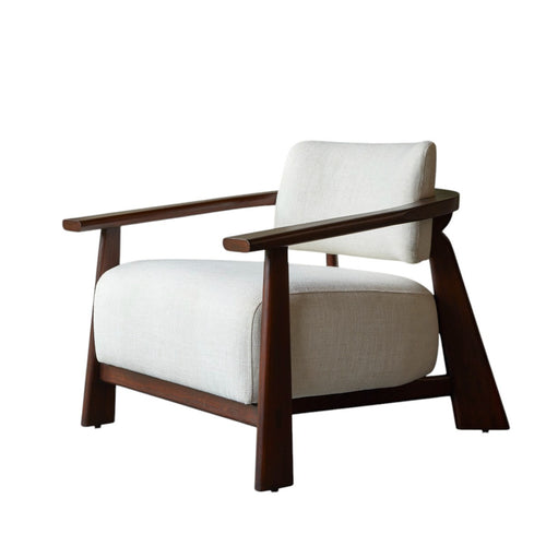 Tikamoon Fauteuil van massief mindihout en ecru stof - Bruin - vtwonen shop