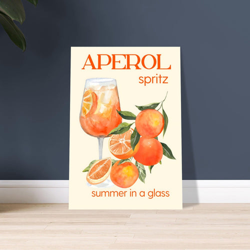 Artfulprints Poster met Lijst Aperol Spritz - Summer in a glass   - 50x70 cm - Oranje