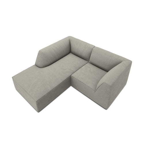 Cosmopolitan Design - Modulaire hoekbank links Siena 3-zits, ribfluwelen lichtgrijs - 180x186x69cm