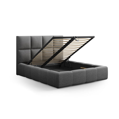 Cosmopolitan Design - Opbergbed met hoofdeinde Livigno 200x140cm structurele stof donkergrijs - 230x165x125cm