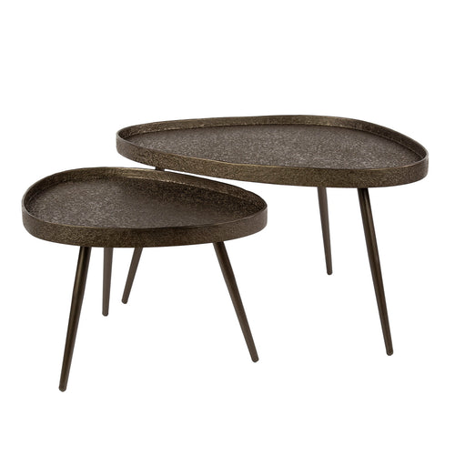 Giga Living Salontafel Contour - Driehoekig Brons Metaal - Set Van 2
