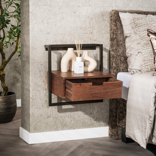 Giga Living Nachtkastje Air Solid - Bruin Hout - 35x44x45cm