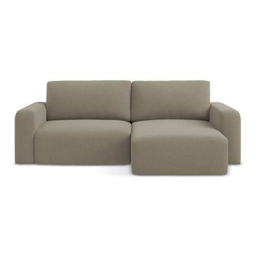 LaMiaSofa hoekbank rechts Ostia - textuurstof - donkerbeige - 244x149x79