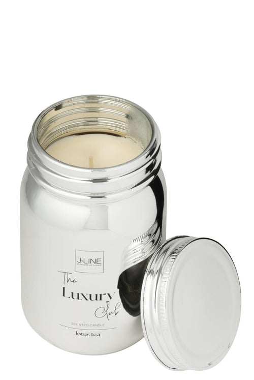 J-Line geurkaars Voorraadpot - glas - zilver - 69U - vtwonen shop