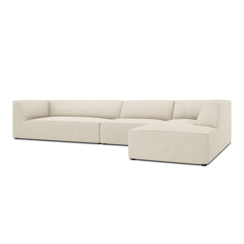 Cosmopolitan Design - Modulaire hoekbank rechts Siena 5-zits, ribfluwelen lichtbeige - 180x366x69cm
