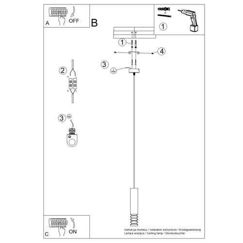 Sollux Lighting Hanglamp LAMI 1 wit - 8x8x125cm