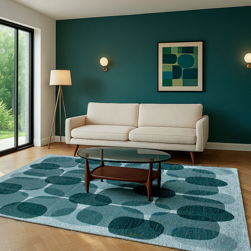 Lola&Moi vloerkleed Green Eggs - turquoise - 200x280cm