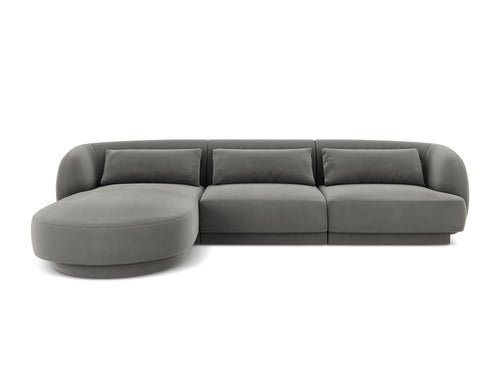 Cosmopolitan Design linker hoekbank Tulum 4-zits, flueel, lichtgrijs - 156x255x70cm
