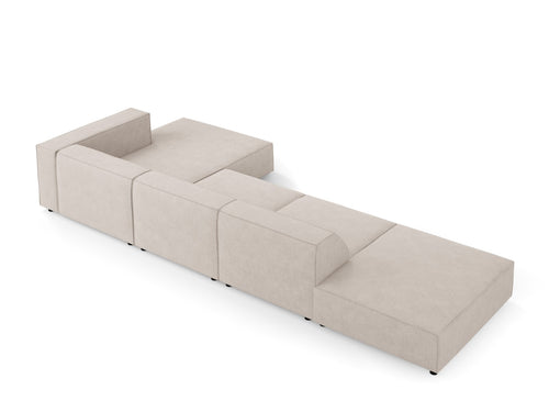 Cosmopolitan Design rechter hoekbank Arendal 5-zits, chenille met ribbeleffect, donkerbeige - 166x341x70cm