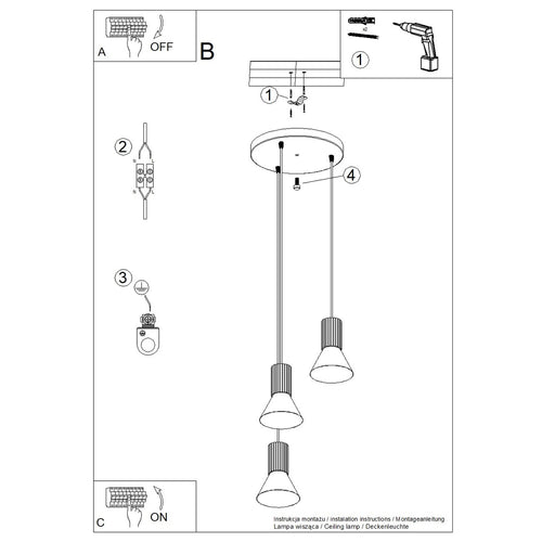 Sollux Lighting Hanglamp ESTRIA 3P beige/olijfgroen - 30x30x120cm