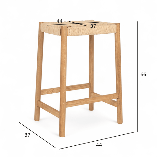 Furnhouse barkruk Ida - Natuurlijk eikenhout - Set van 4