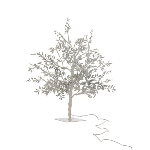 J-Line decoratie boom Blaadjes Glitter - metaal - zilver - small - LED lichtjes - vtwonen shop