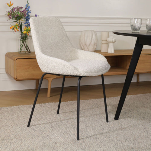 Nolon Nora-Isa Eetkamerstoelen Set van 2 - Bouclé Beige - Zwart - vtwonen shop
