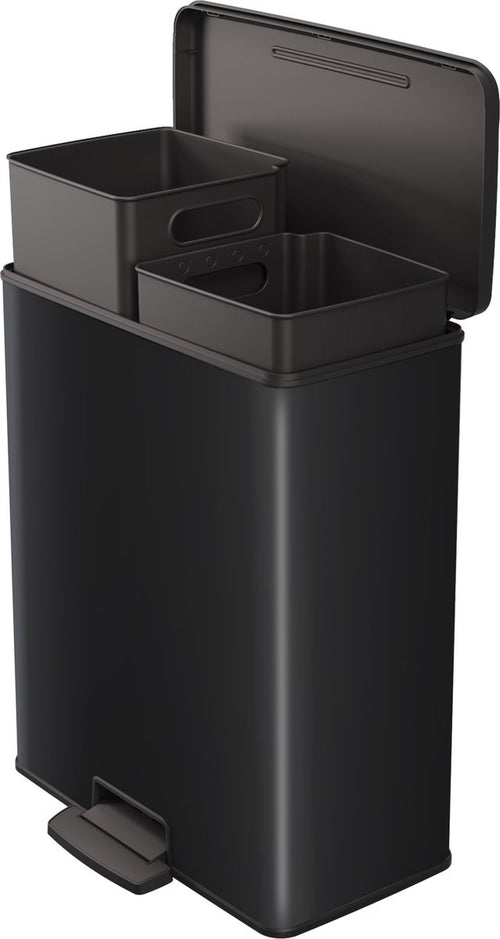 Curver Decobin Duo Prullenbak - 26L+26L - Rechthoekig - Zwart - vtwonen shop