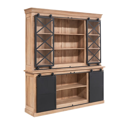 Starfurn Vitrinekast Fresno - Naturel Hout - 200x45x220cm