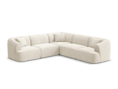 Cosmopolitan Design Symmetrische modulaire hoekbank Campi 6-zits, ribfluwelen ivoor - 255x255x70cm