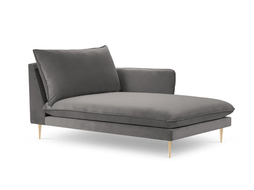 Cosmopolitan Design rechter chaise longue Vienna flueel, lichtgrijs - 170x110x95cm
