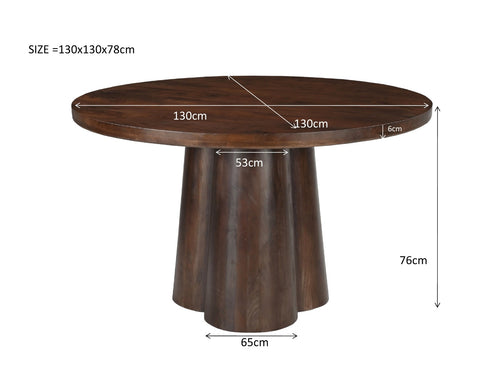 Livingfurn eetkamertafel Clubs - 130cm - mangohout