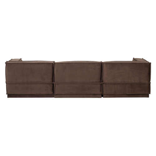 WOOOD chaise longue bank rechts Manu - Velvet - Bruin - 73x286x160