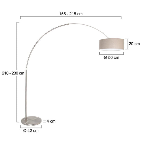 Steinhauer vloerlamp Sparkled - 1 lichts - 190x 230 cm - mat chroom grijs