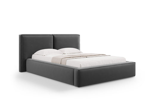 Micadoni Opbergbed met hoofdeinde Jodie 140x200cm, flueel, grijs - 228x194x108cm