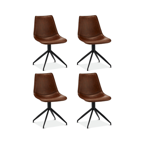 Furnhouse eetkamerstoel Isabel - Cognacbruin - Kunstleer - Set van 4
