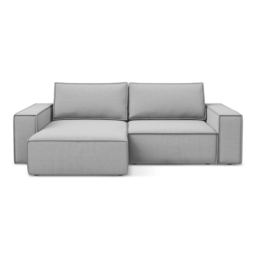 LaMiaSofa hoekbank links Livorno - velours - grijs - 257x148x82