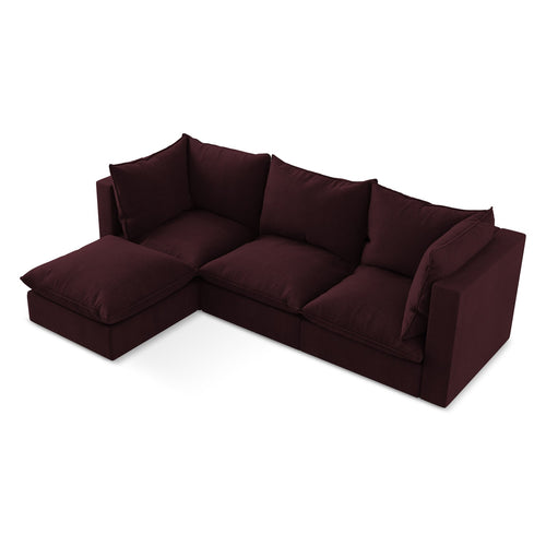 LaMiaSofa hoekbank links Ravenna - textuurstof - bordeaux - 255x165x77