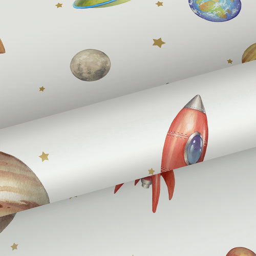 Sanders & Sanders behang planeten in de ruimte wit, groen en rood - 53 cm x 10.05 m - 935346